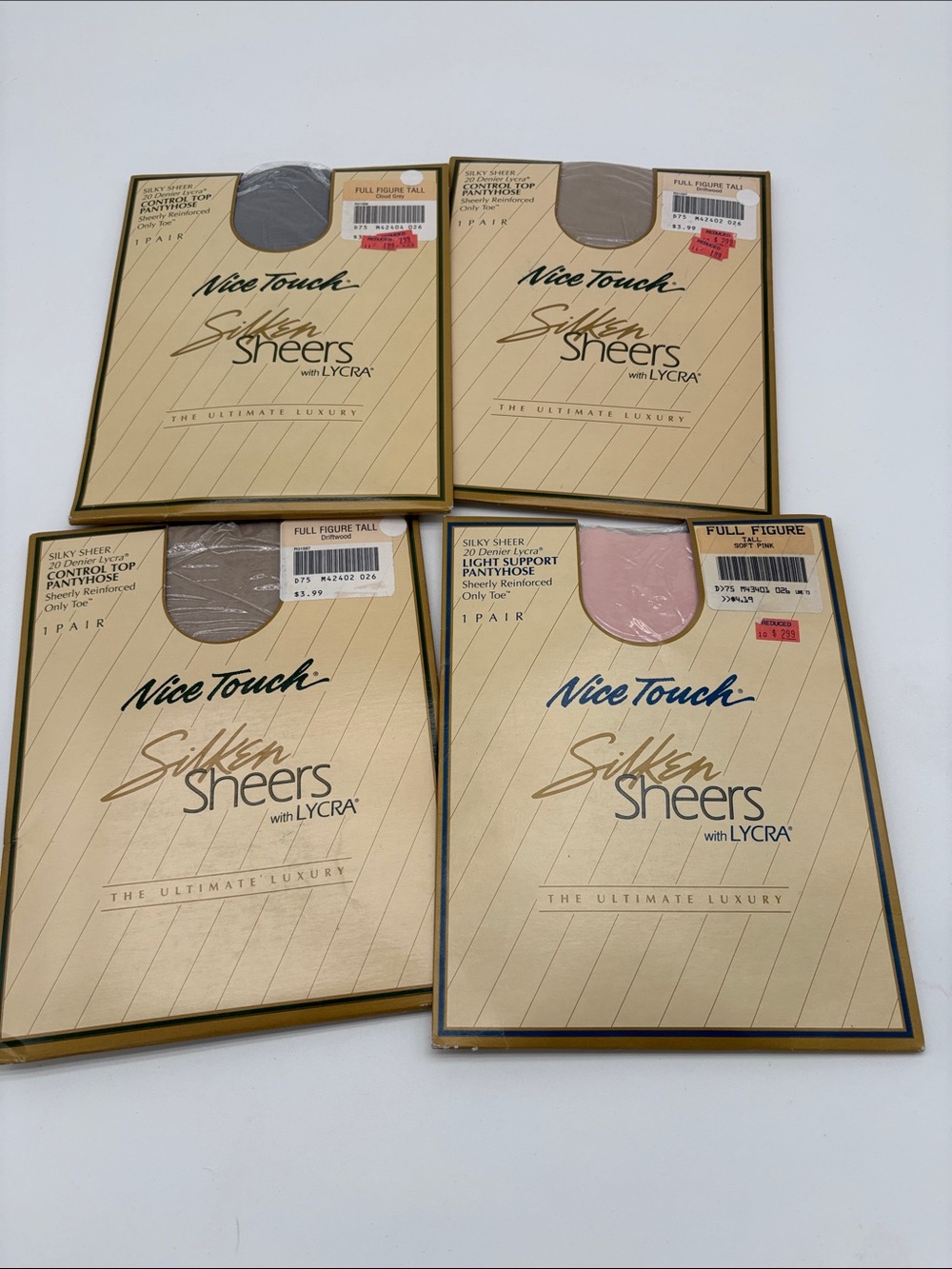 New Lot of 4 Nice Touch Silken Sheers Full Figure Tall Pantyhose